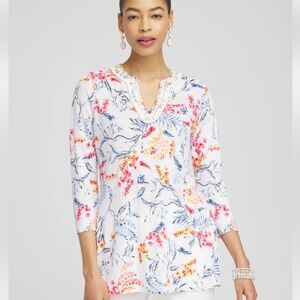 Chico’s Linen Nautical Embellished Tunic
